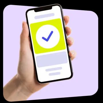 Phone showing booking confirmation checkmark